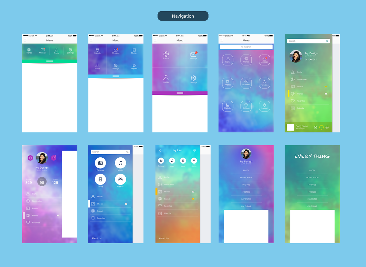 UI app design GUI sketch navigation