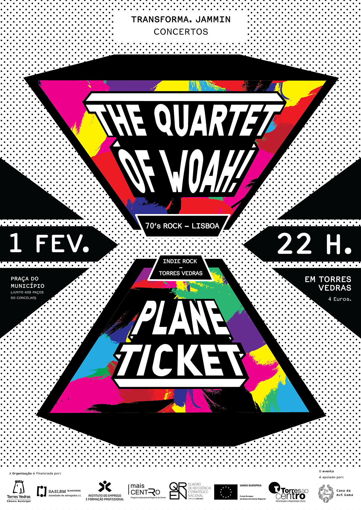 psychadelic poster image color The Quartet Of Woa plane ticket torres vedras