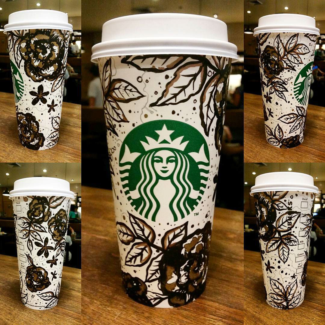 starbucks doodles White Cup Art