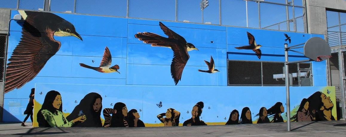 Mural Street Art  public art community migration birds design ILLUSTRATION 