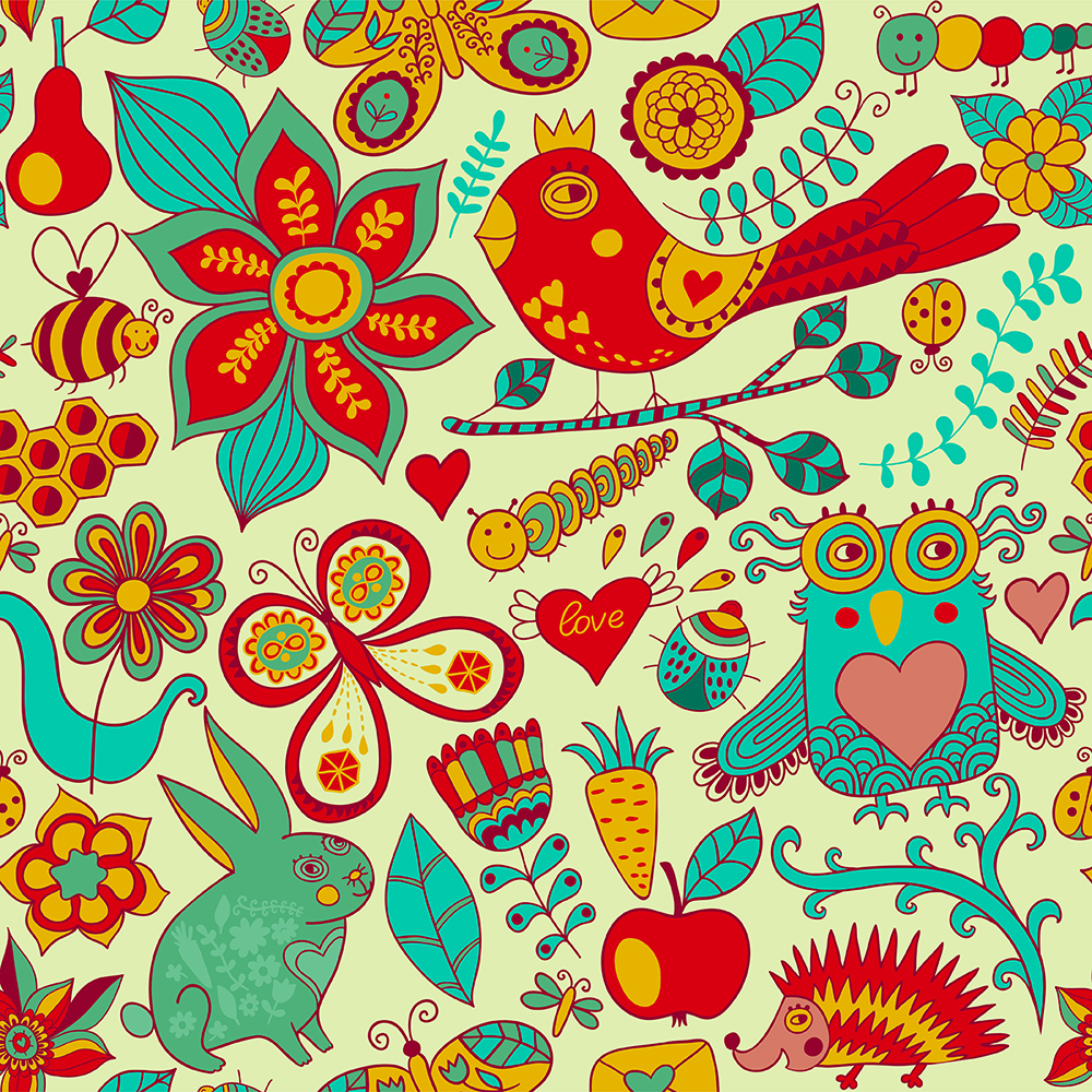 tea package seamless pattern graphic animal doodle handdrawn vector adobe illustrator tile kid childish