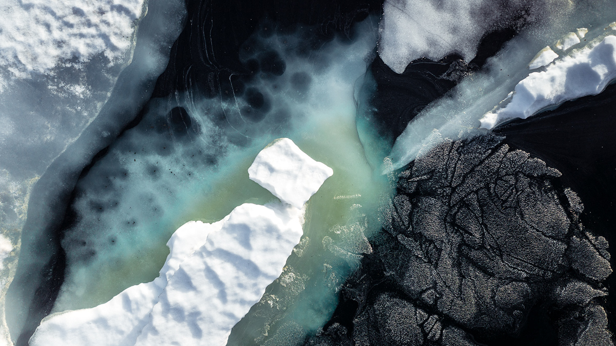 norway Aerial lake iceberg winter frozen abstract shapes Form texture