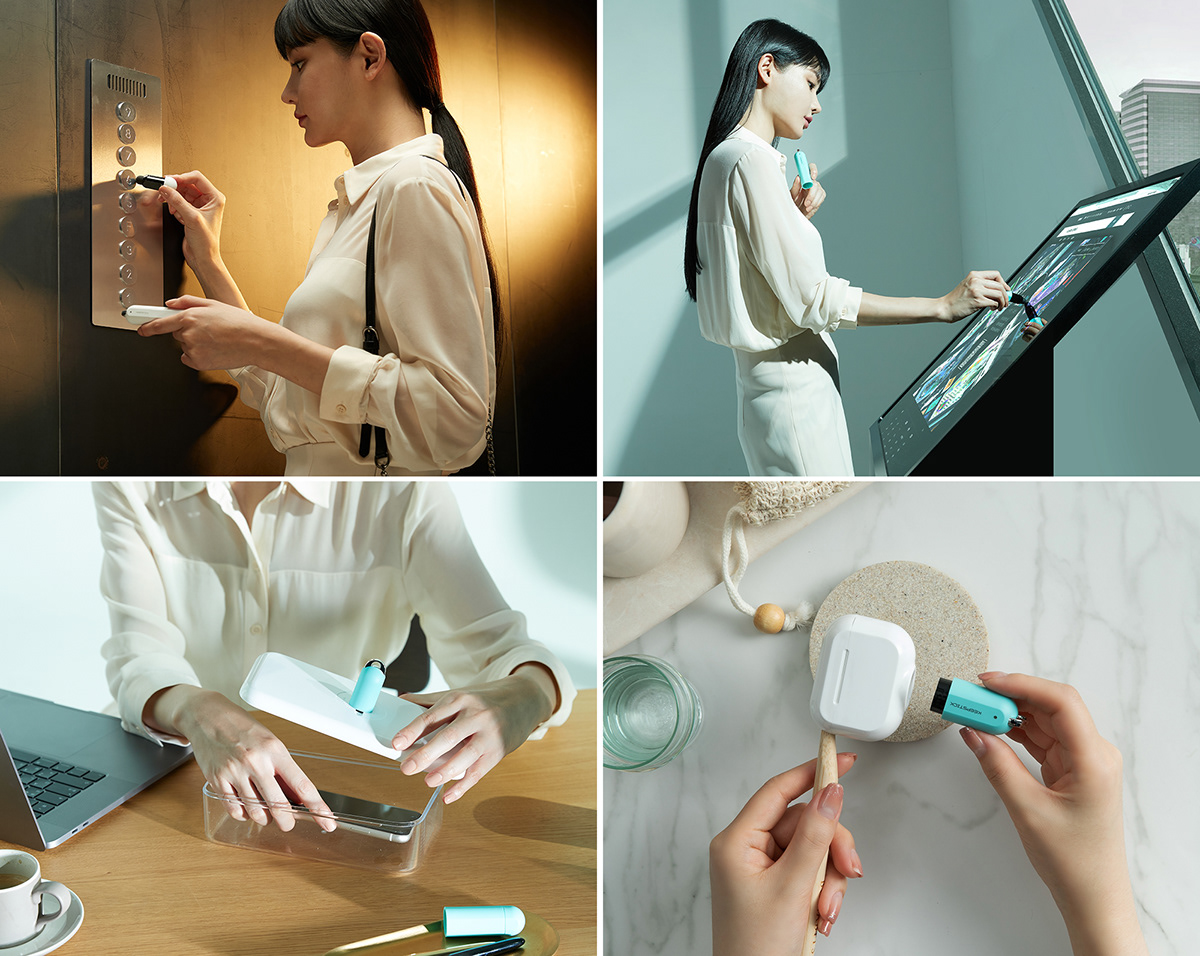 pen sterilizer UVC COVID19 industrial design  product design  clean color Render touch