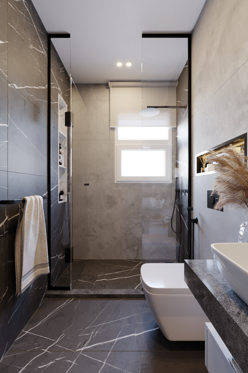 bathroom contemporary dark design elegant grey inspiration Interior Marble modern