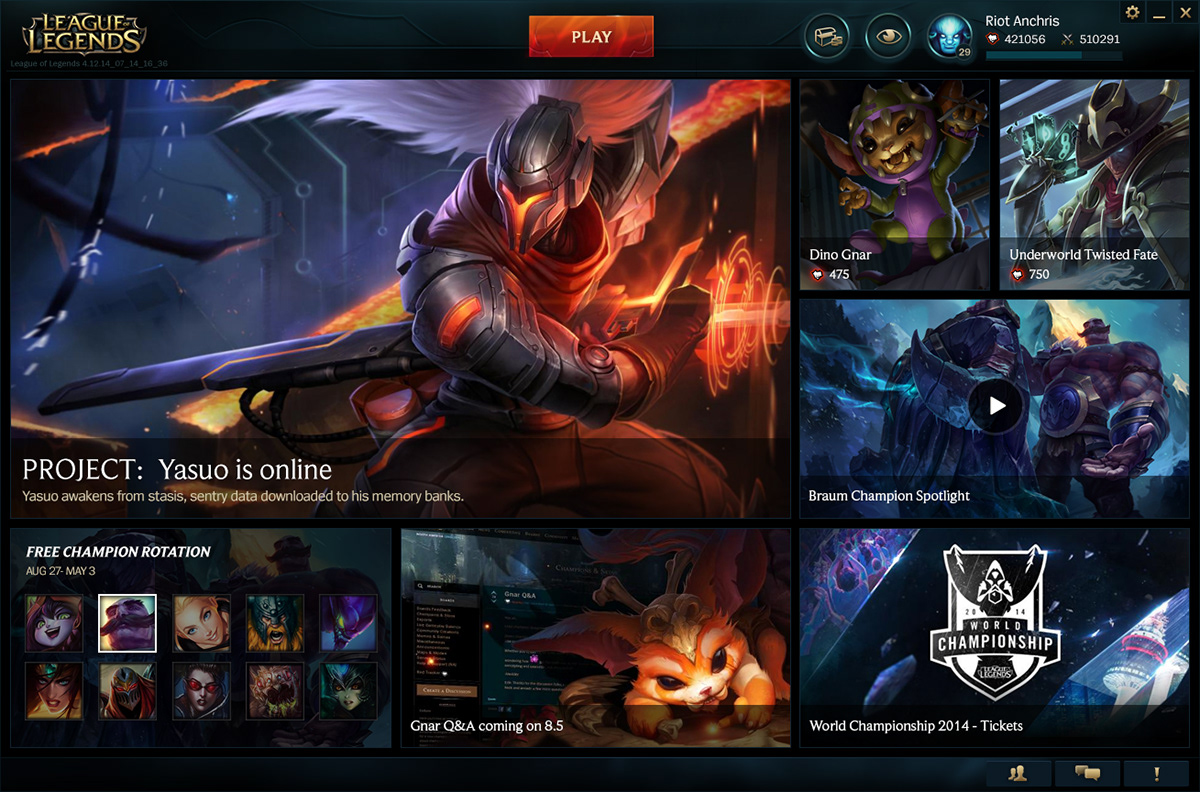 league of legends user interface Video Games game client