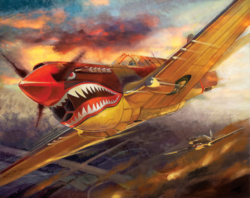 p40 warhawk oil paint print fine art dwayne vance