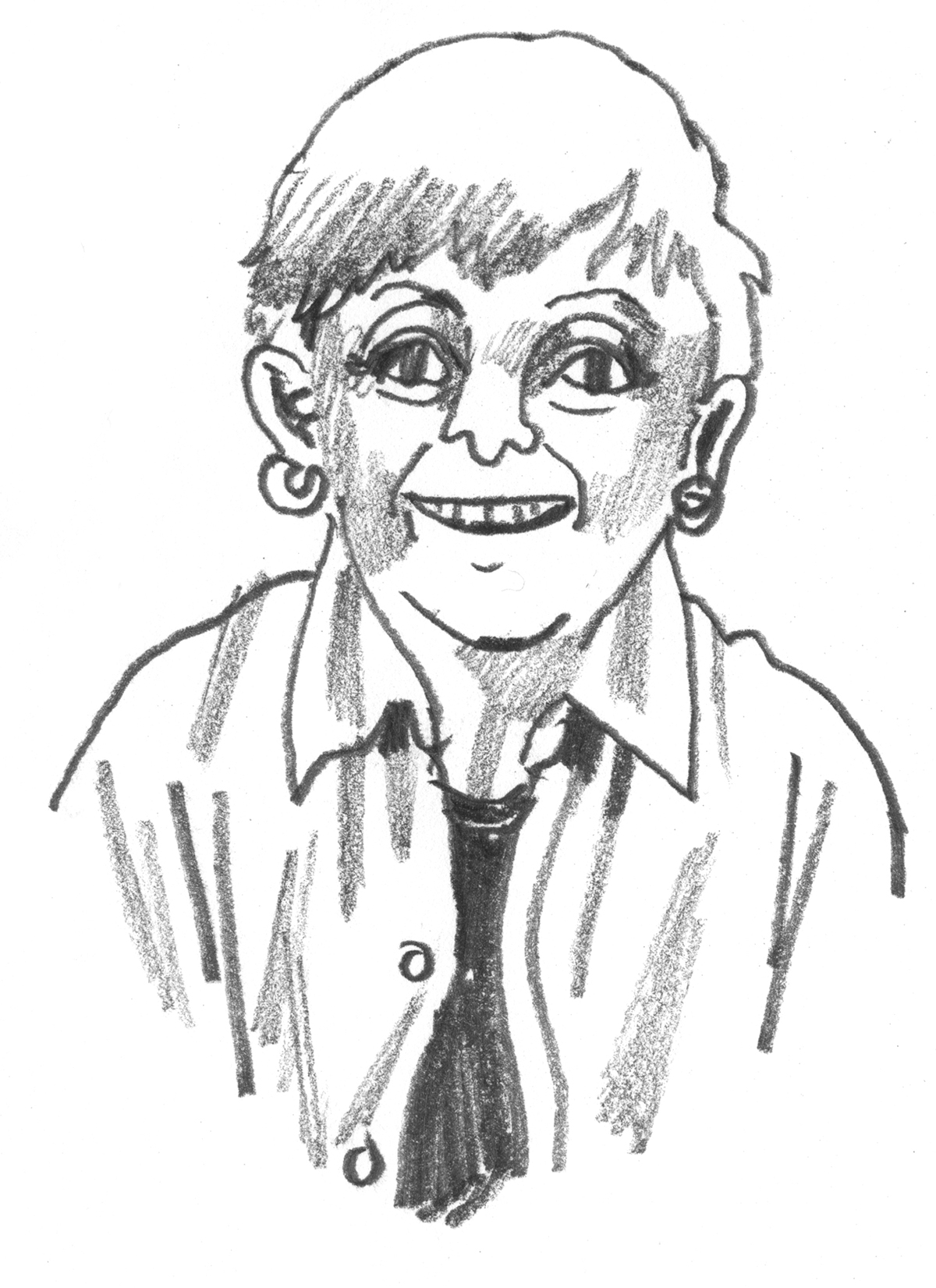 middle age portrait man woman graphite pencil caricature   Character