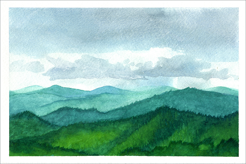 Landscape watercolor  mountains