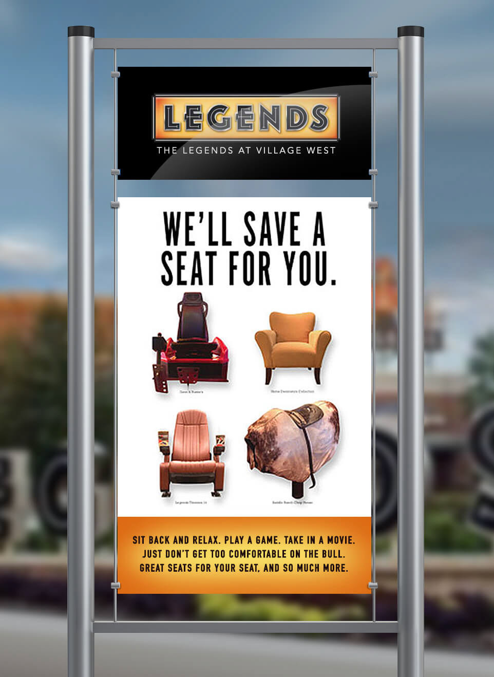 Legends Village West Retail Marketing outdoor posters  graphic design  Concept Advertising