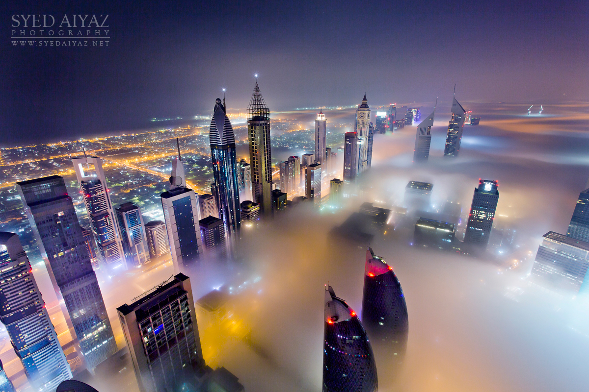 dubai Abu Dhabi Pictures dubai skyline dubai view Syed Aiyaz photography photos Burj Khalifah fog night night life Dubai dubai buildings dxb emirates airline dubai winter twofour54