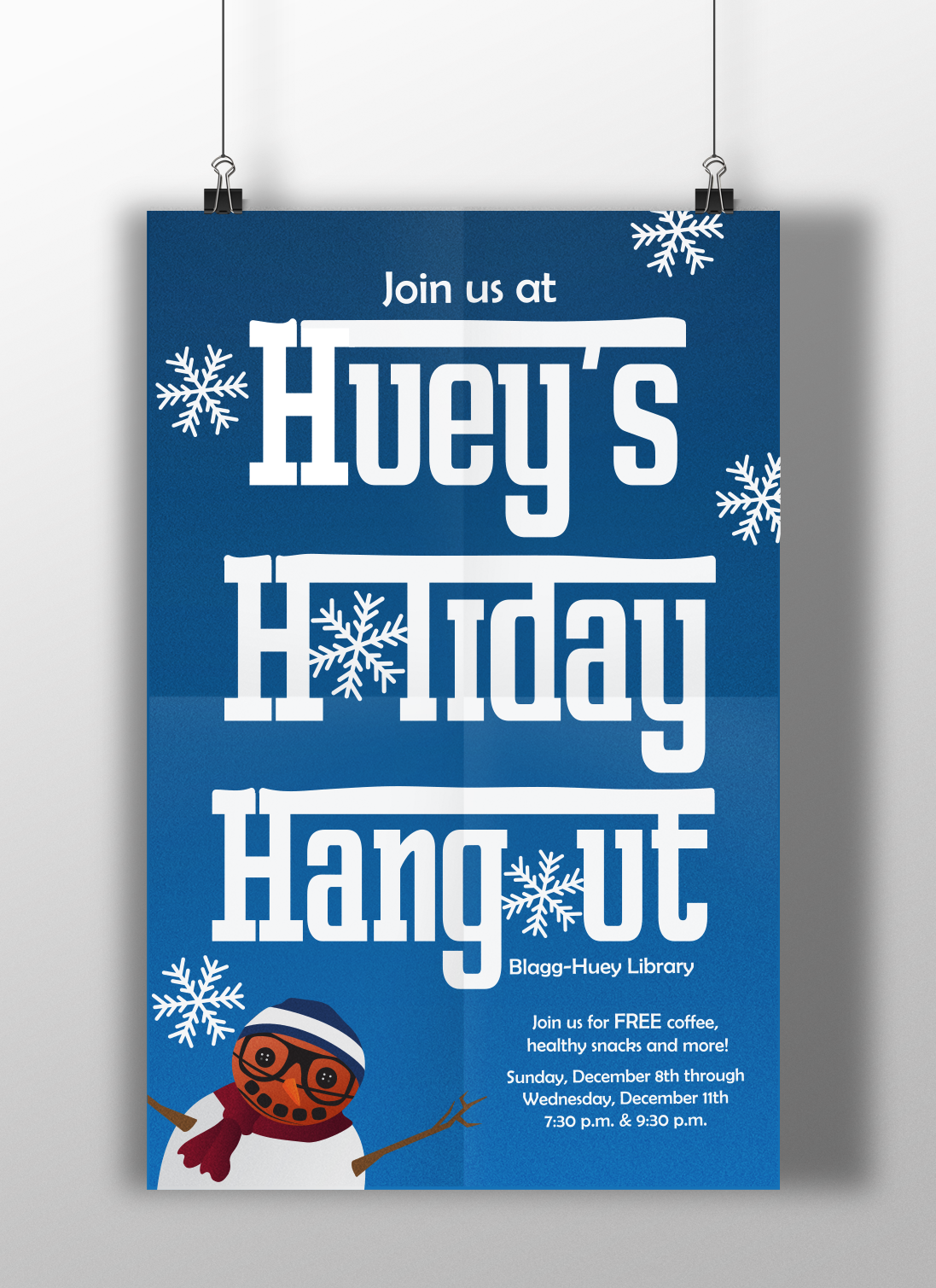 Holiday Poster hangout snowflakes snowman