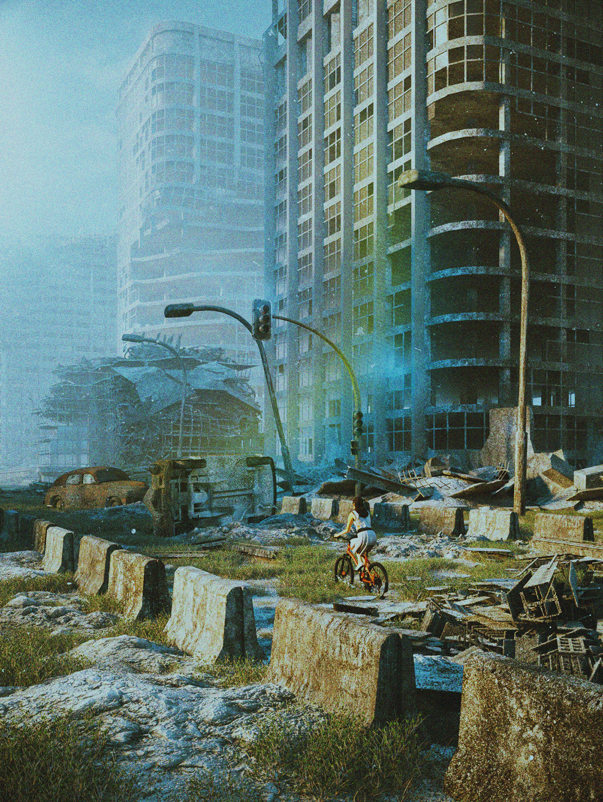 ILLUSTRATION  environment sci-fi Post Apocalyptic Digital Art  Daily Render destroyed city 3D design Cover Art