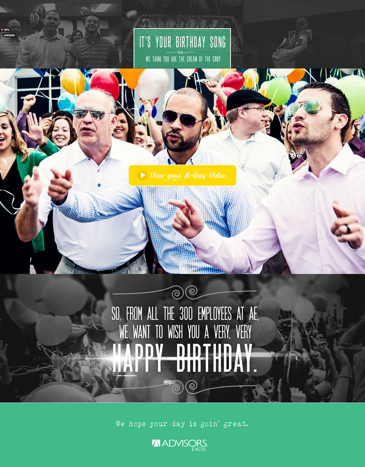 Birthday client appreciation landing page music video looping video Responsive css