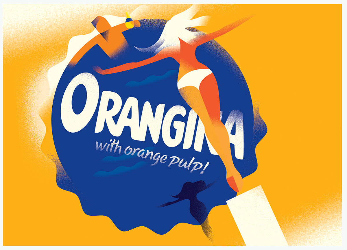 Adobe Portfolio Orangina drink oranges art Illustrator ILLUSTRATION  madsberg vector poster