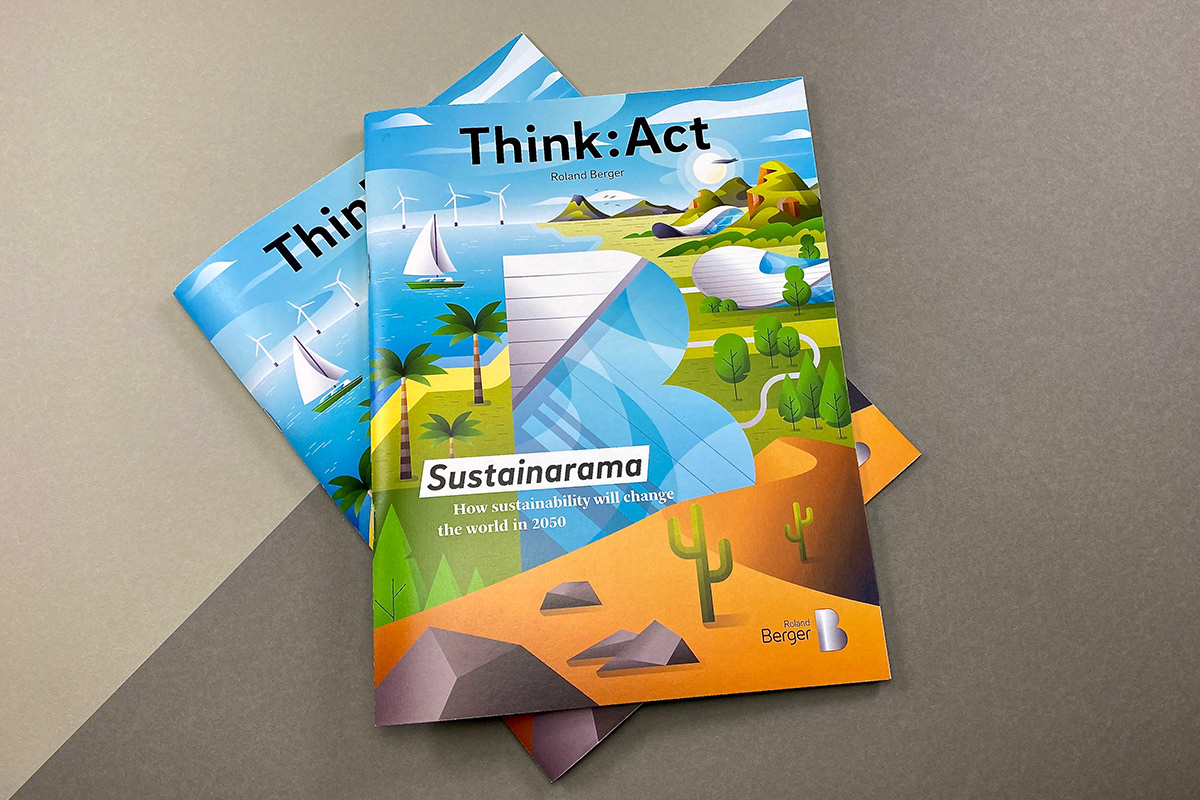 Illustrated Cover for sustainability report for Roland Berger by Adrian Bauer