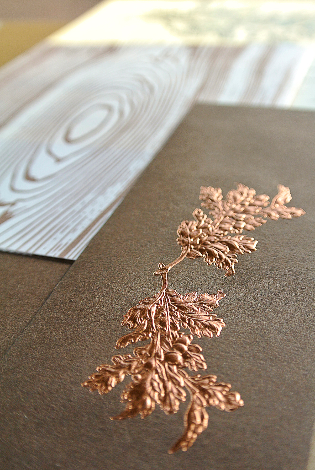 wedding natural craft paper foil stamping vellum Invitation