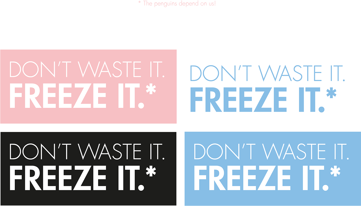 environment campaign context penguins Nature love food hate waste global warming Ice Caps black and white colour Futura poster badge