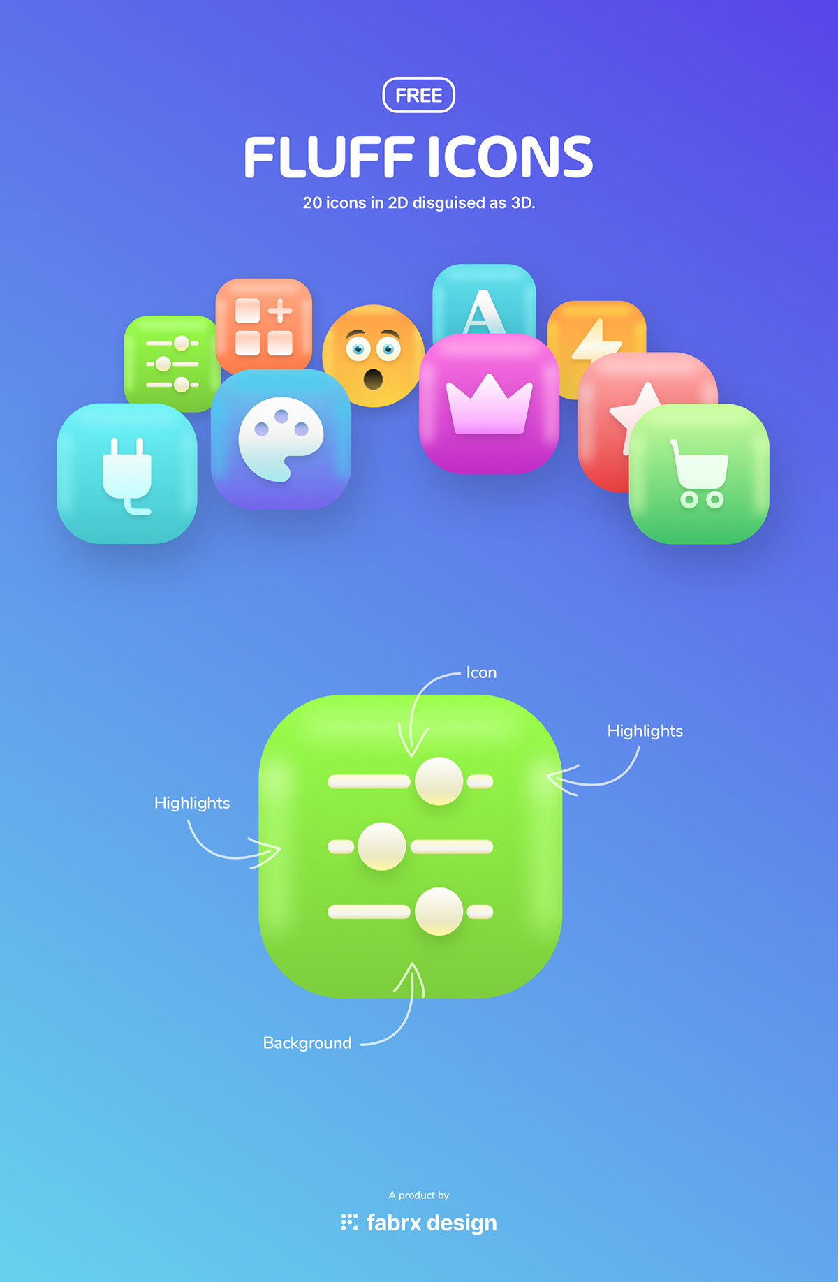 3D app design free icons UI ux Web