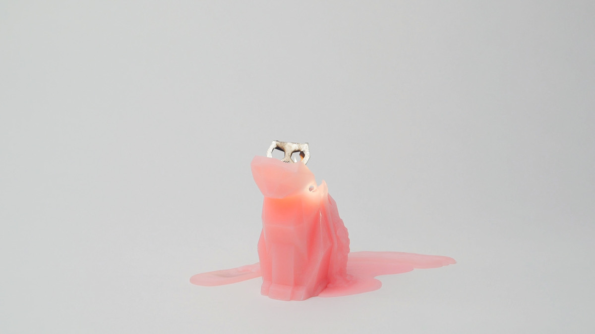 Cat candle skeleton Cat polygon cute devil Pet pink surprise animal candle Scary