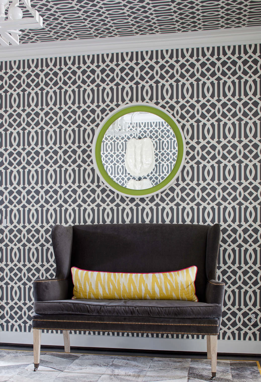 foyer  wallpaper  graphics black and white  interiors  modern fresh bold colors rethink RETHINK DESIGN STUDIO JOEL SNAYD Savannah  architecture interiors wallcoverings