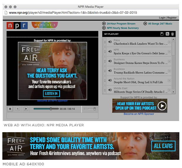 Adobe Portfolio NPR Radio non-profit podcast Podcasts digital Web ads