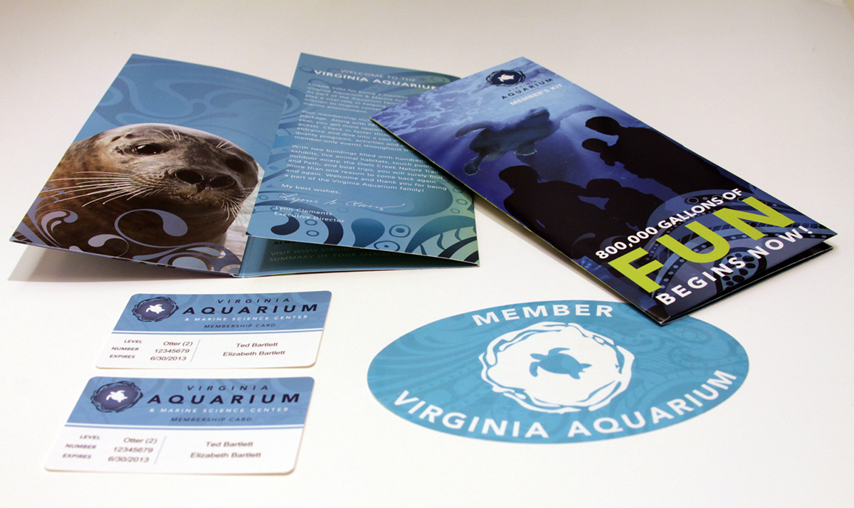 stationary system Virginia Aquarium  membership kit envelopes membership cards  Museum Materials