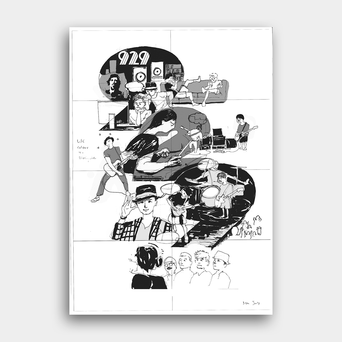 Adobe Portfolio poster flyer promotional image pencil Pencil drawing gig poster Retro Lo-fi indie
