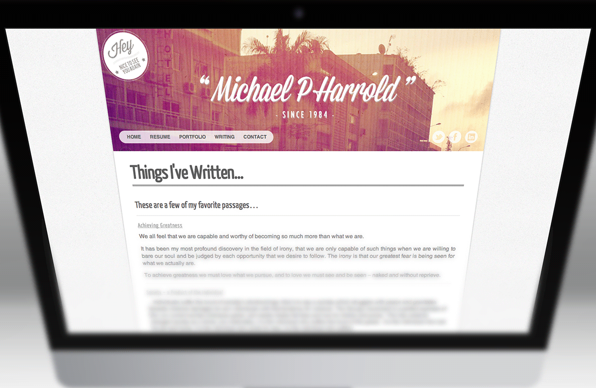 Michael P Harrold wordpress vcard Resume Website
