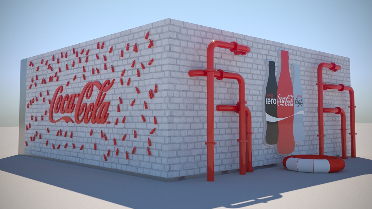 coca cola safe bottle red design 3D booth selfie activation