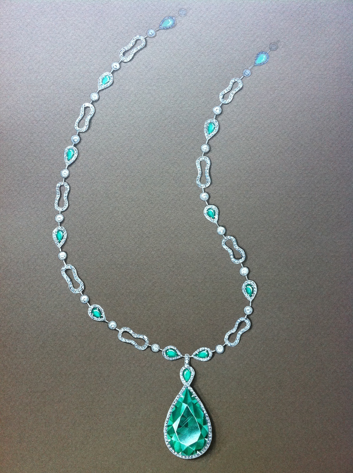 Necklace  emerald jewelry design Illustation