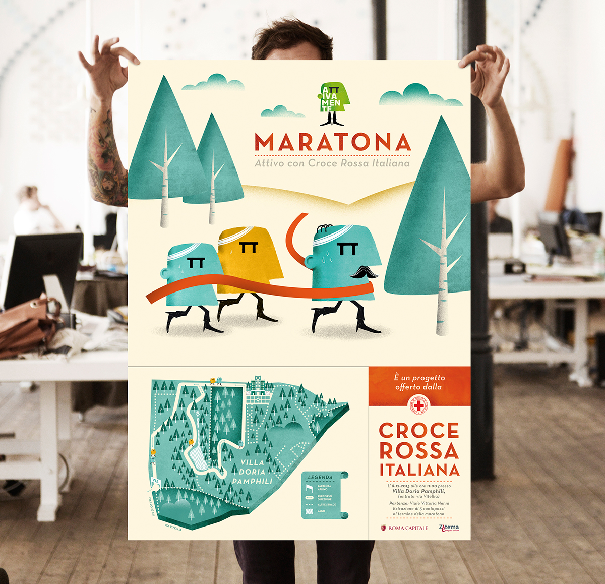 Marathon Character cook chef run map wacom draw logo head carosellolab Illustrator photoshop texture poster