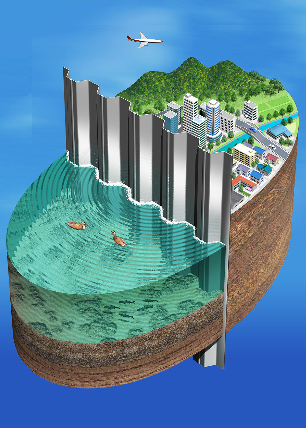 real illustration 3dcg Advertising  underground balloon Santa Claus Embankment drilling and development