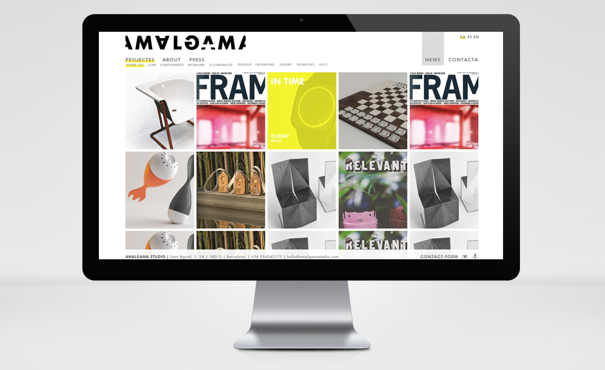Website Amalgama Studio yellow visual identity