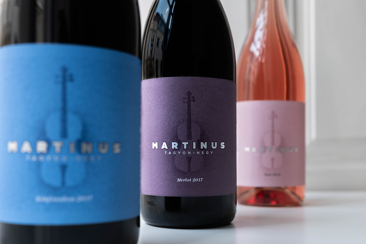 Wine label design for Martinus Winery, Balaton,  Hungary