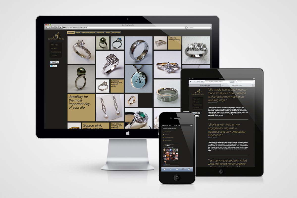 Jewellery Brand Design social media Responsive Design