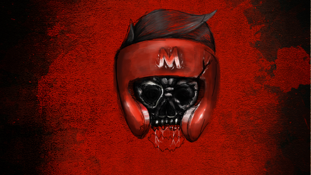 mighty's doodle ilustration draw paint wacom tough red Boxing skull ghost helloween glow blood