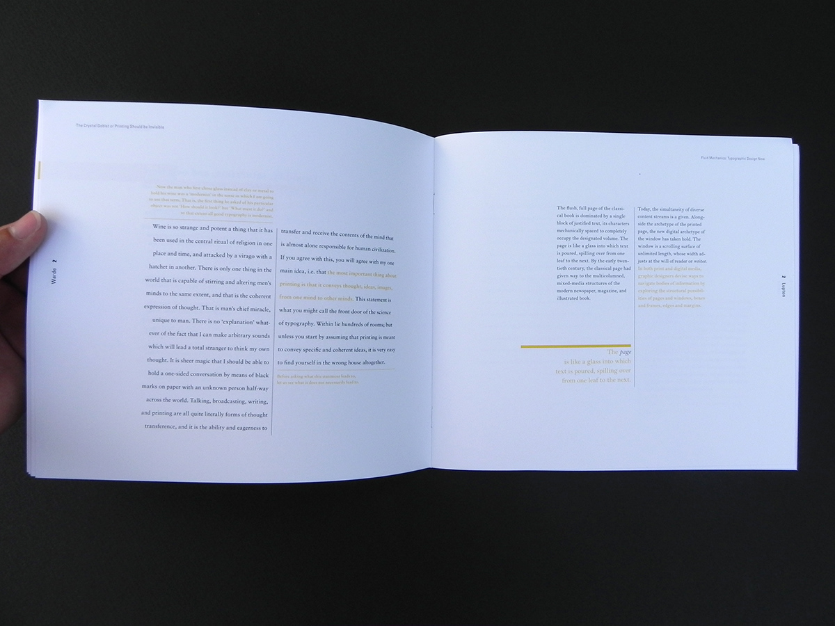 side by side Typographic Syntax relationship Booklet Layout modern Beatrice Warde Ellen Lupton