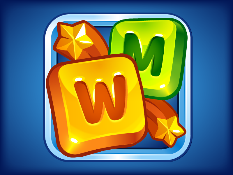 logo word game mobile game casual UI ux app icon
