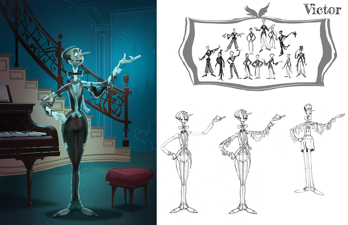 ghost senior project grim ripper spooky Scary Halloween haunted house spiderweb Character design visual development Art Center sketching