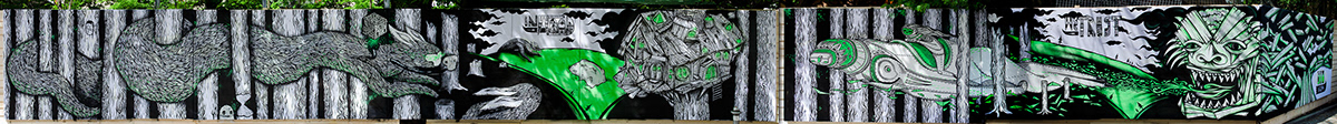 SAM Crew  In Wood WE TRUST  John Reaktor  Hazard Hope Fogeljunge Duke Cuke  Berlin  mural forest Character