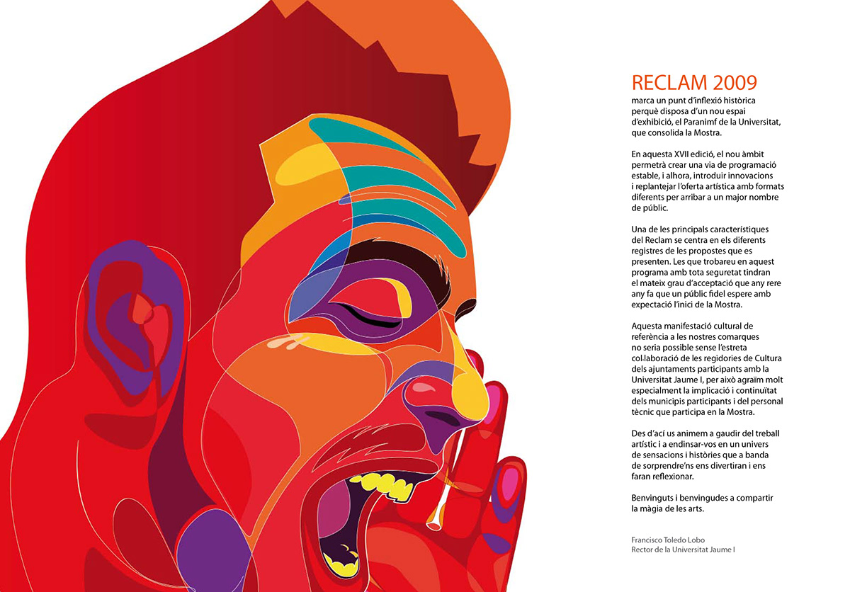 Reclam University vector color shapes poster editorial castellon valencia UJI universitat jaume i face
