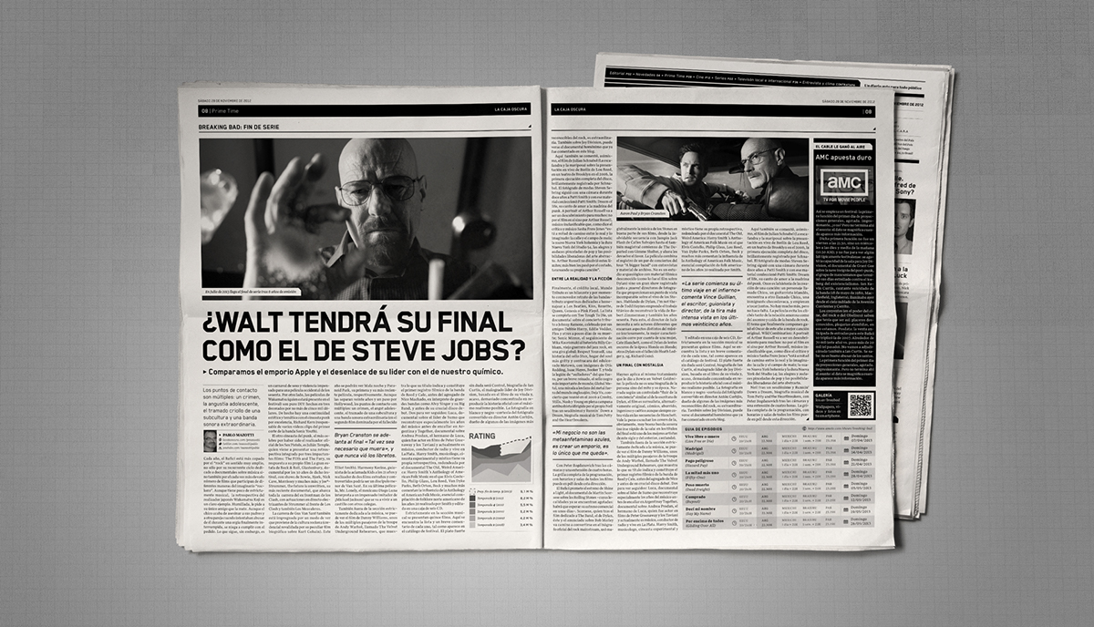 newspaper diario periodico breaking bad bryan cranston Aaron Paul batman Stallone saramella tipografia editorial