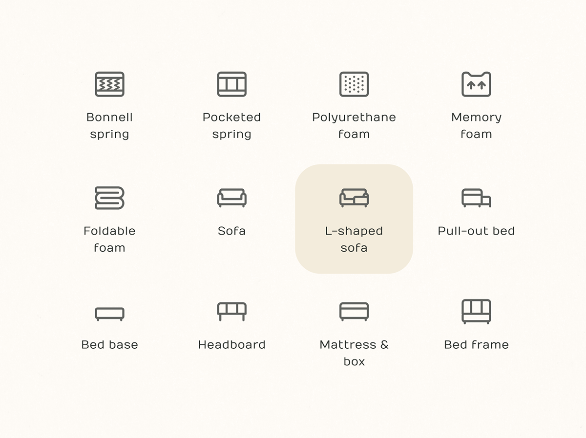 A grid of icons for Salem's range of product categories.