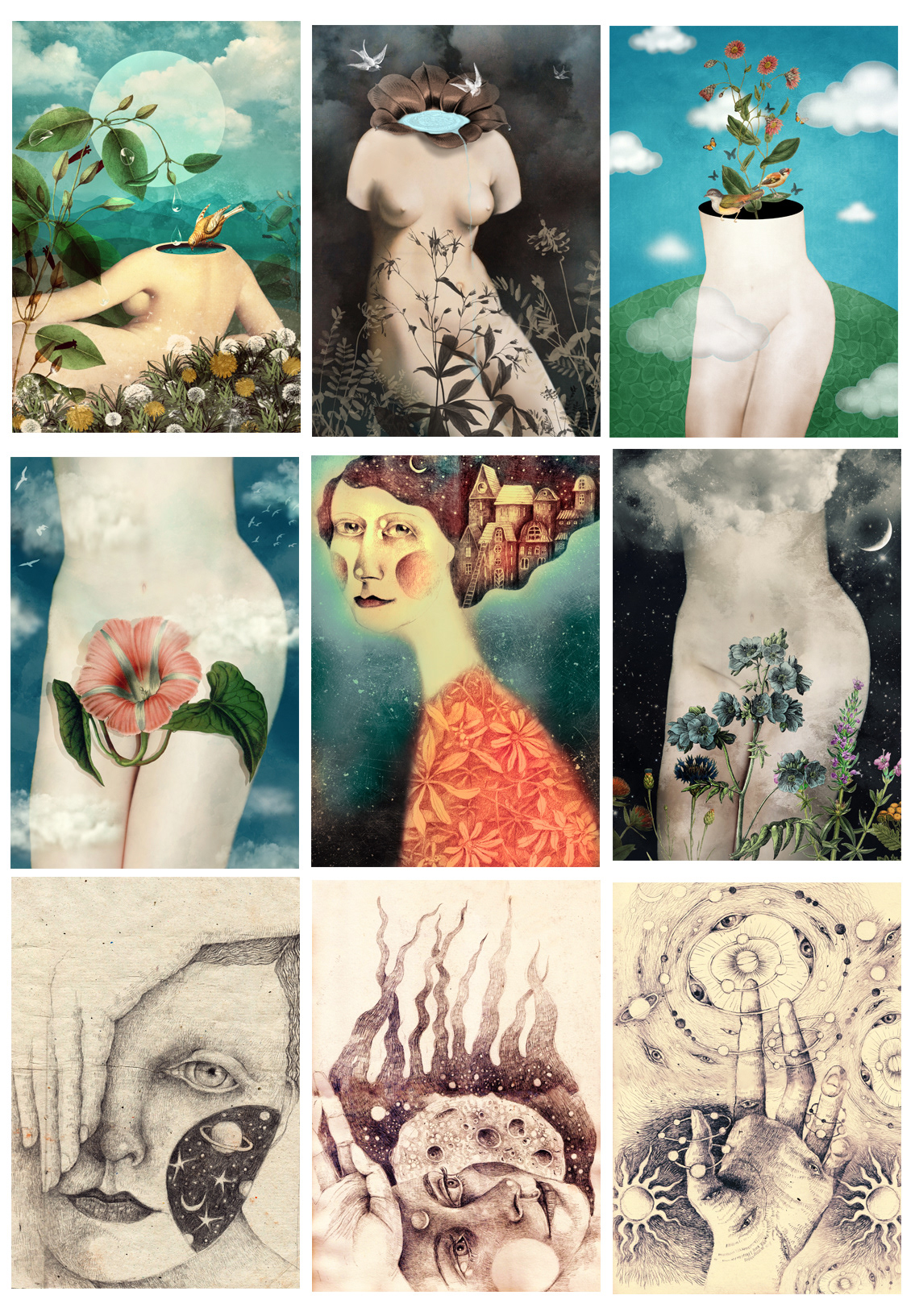 art book covers collages Digital Art  fantasy art ILLUSTRATION  images portraits Sketcches surreal