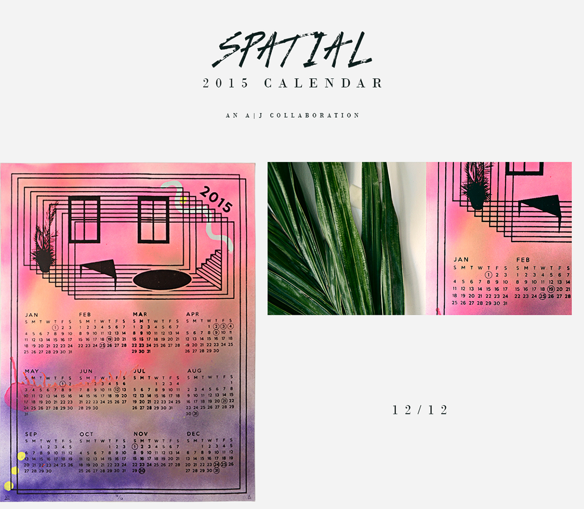 spatial calendar Collaboration print serigraph spray paint aerosol Post modern design vapor wave Memphis Milano