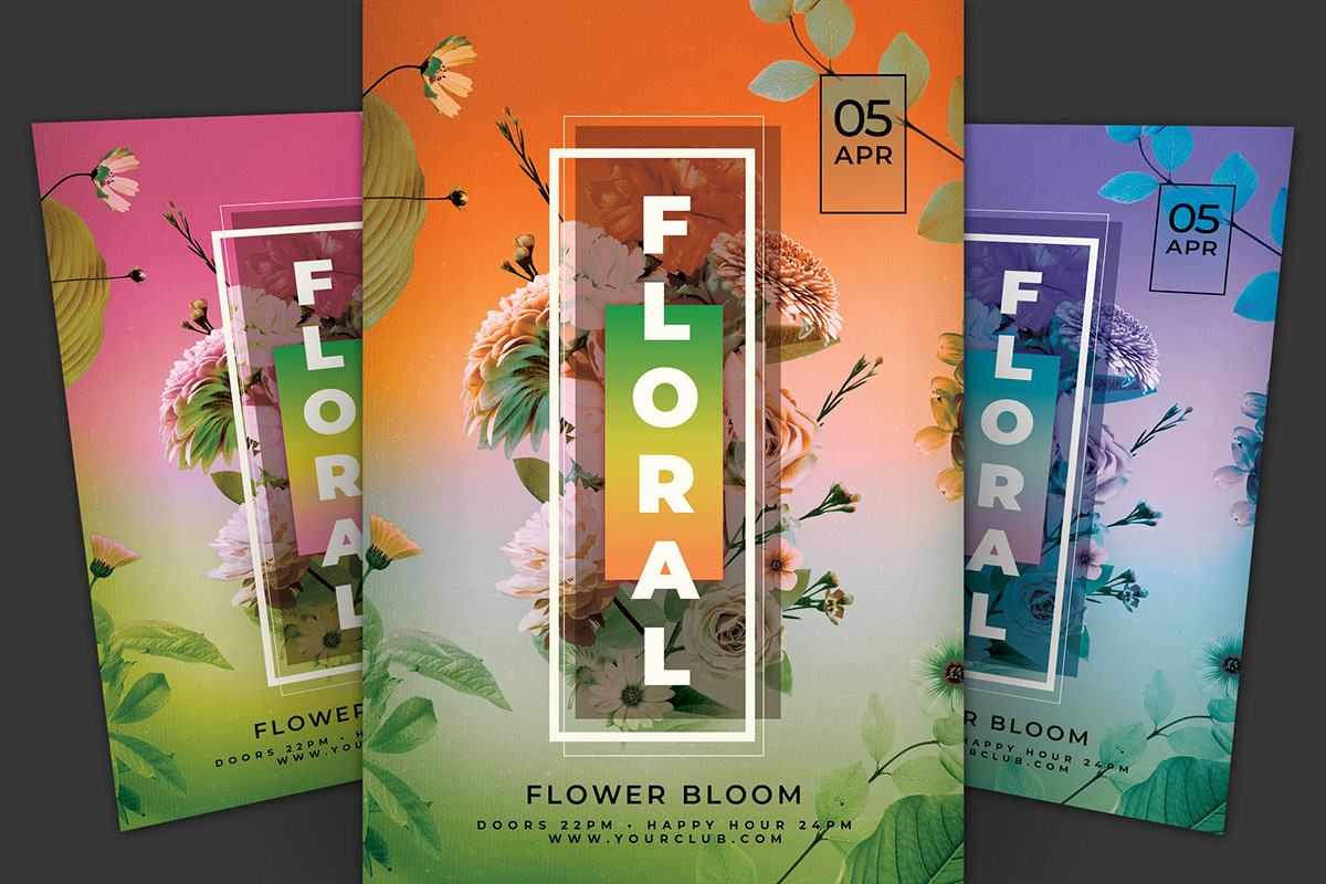 flyer poster graphicriver Flyer Design flyer template envato graphic design  botanical floral Flowers