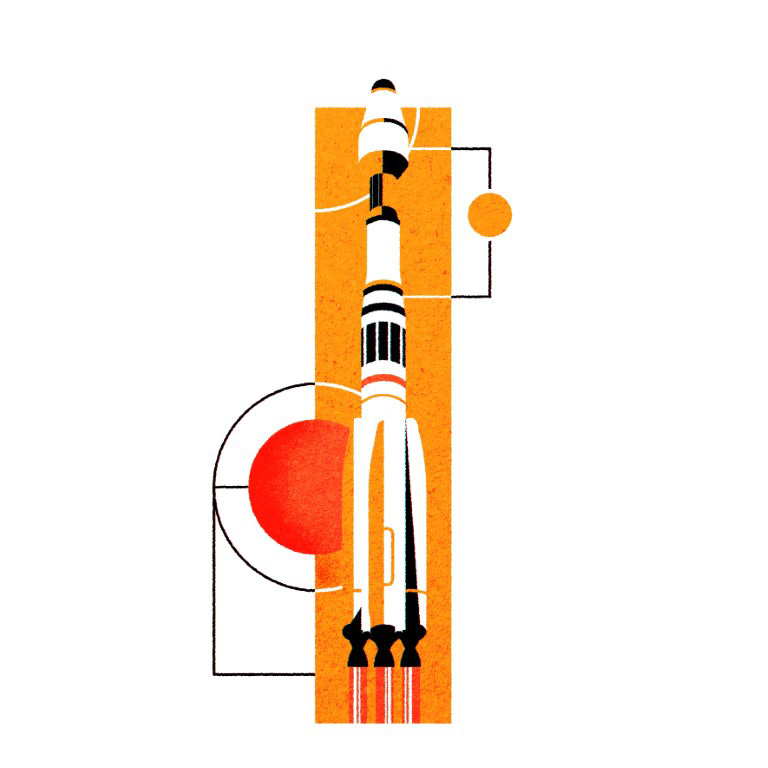 design flat Googie logo Mid Century modern minimal rocket science fiction Space  vector
