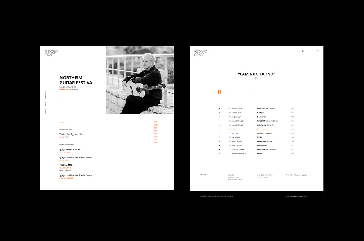 Website music guitar Black&white musician Web minimalist Portugal studio21812