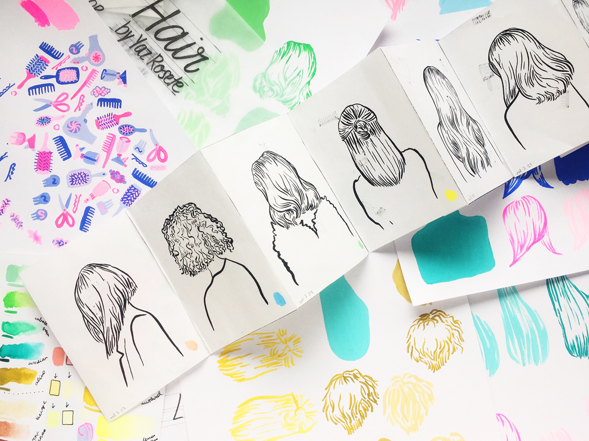 Zine  hair accordion fold print personal project