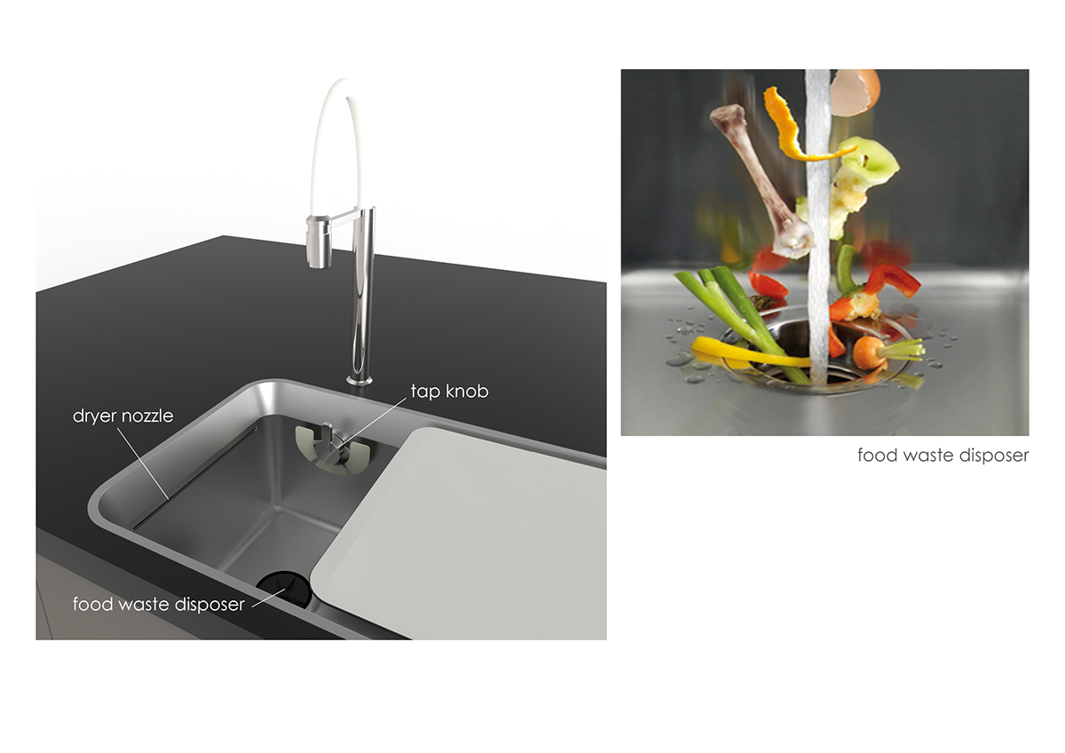 Sink dishwasher kitchen student water TAP concept dryer cutting board Board cutting Choping Food 